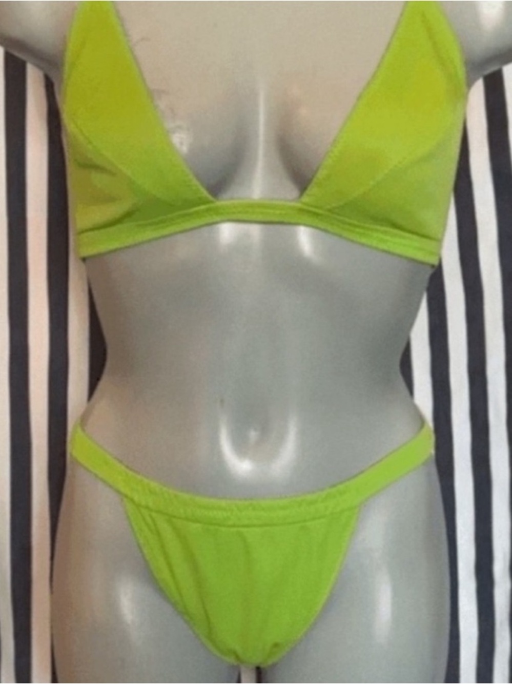 Vintage chartreuse green bikini two piece swimsuit XS